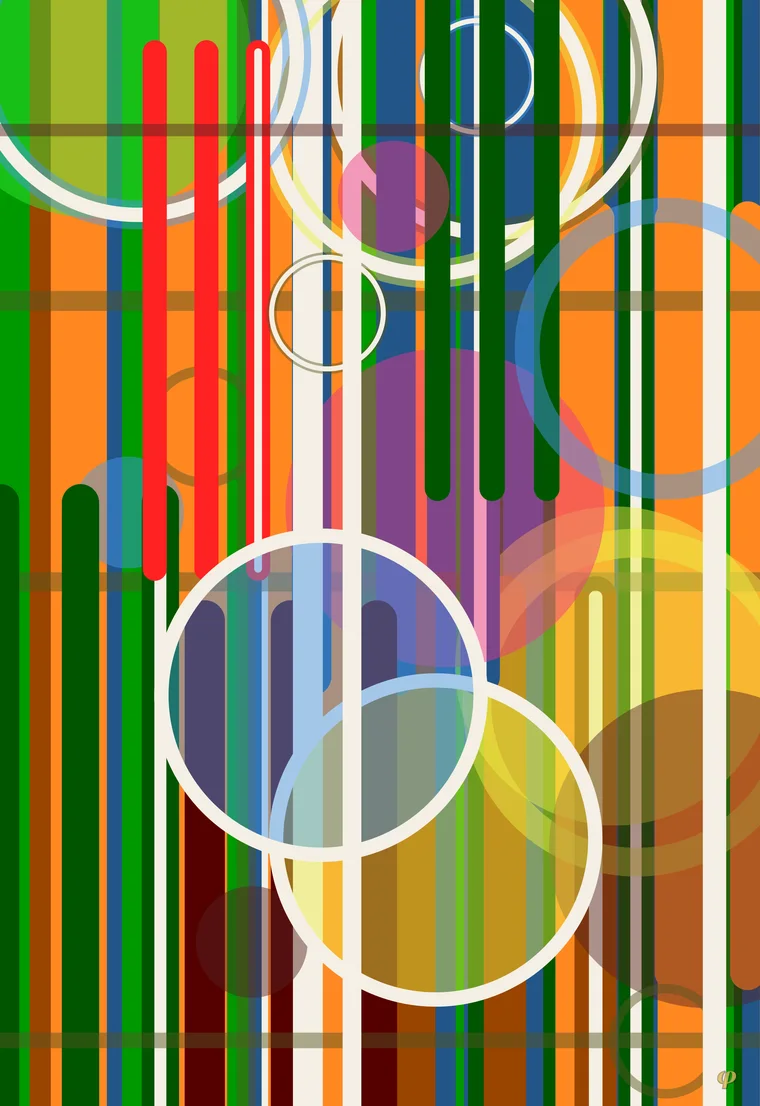 Orange and green stripes with pale rings