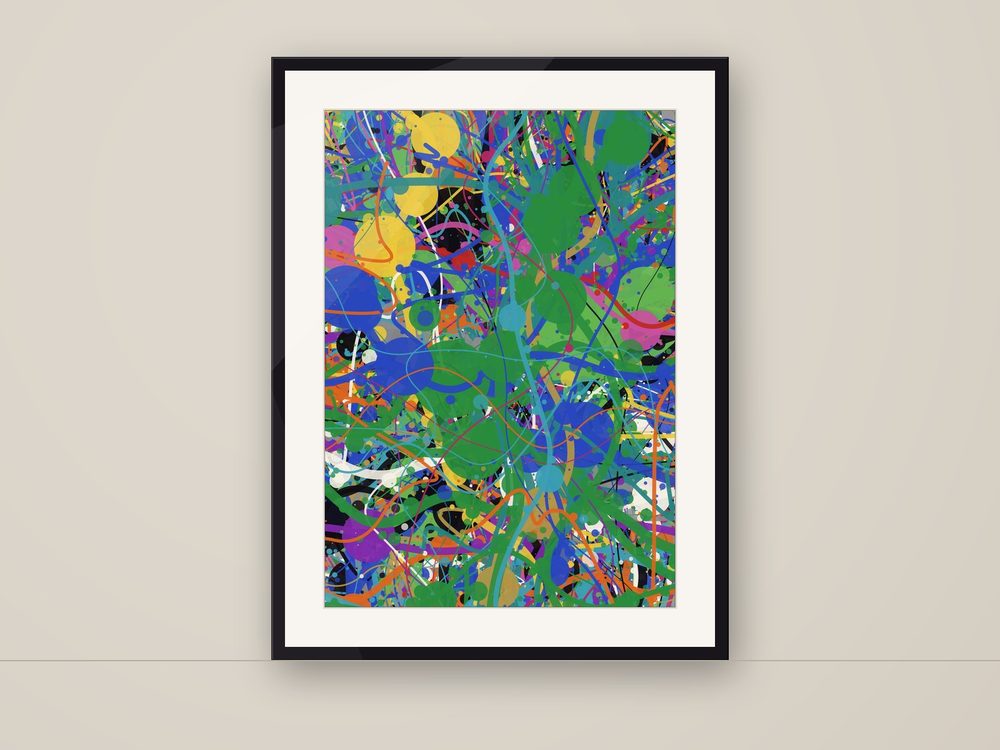 A Paintiano painting framed on a wall